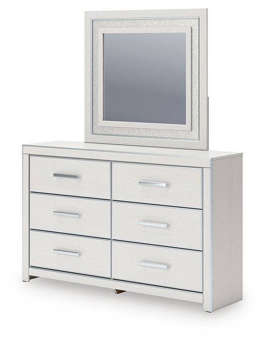 Zuraleus Queen Upholstered Panel Platform Bed, Dresser and Mirror