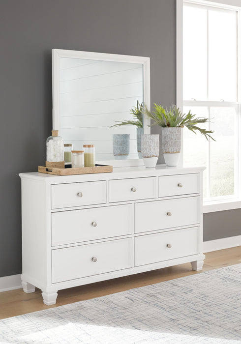 Fortman King Panel Storage Bed with Mirrored Dresser and Nightstand