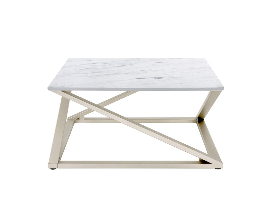 Zurich - Faux White Marble Top Coffee Table - White