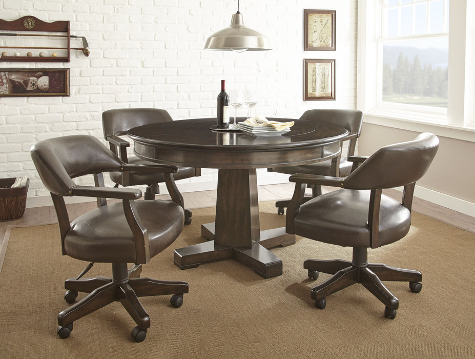 Ruby - 5 Piece Dining Set With Game Table - Brown