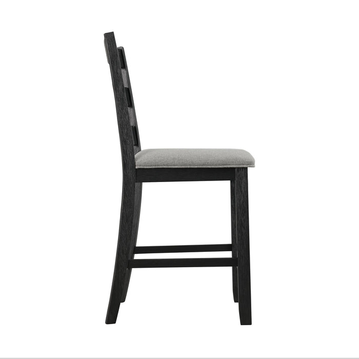 Martin - Counter Side Chair With Gray Fabric (Set of 2) - Black Finish