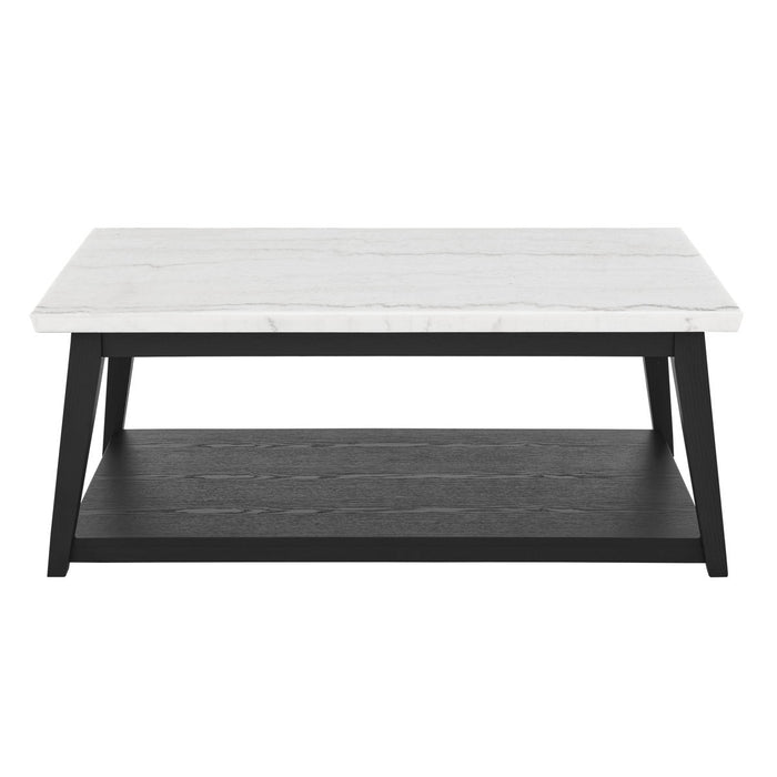 Vida - Marble Cocktail Table With Casters - Black / White