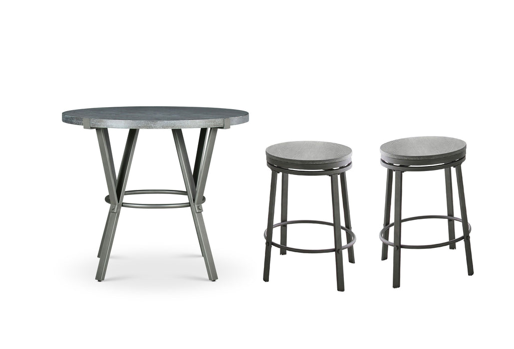 Portland - 3 Piece Dining Set With Round Counter Table - Pearl Silver